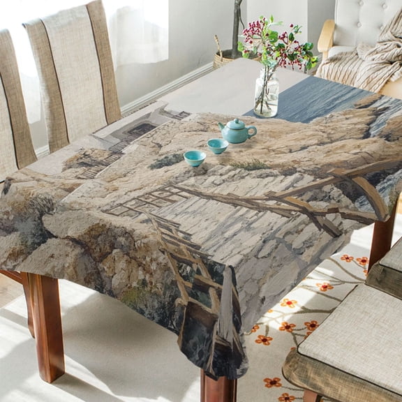 BZSMCE Square Tablecloth Natural Rocky Coast Pattern Tableclothes