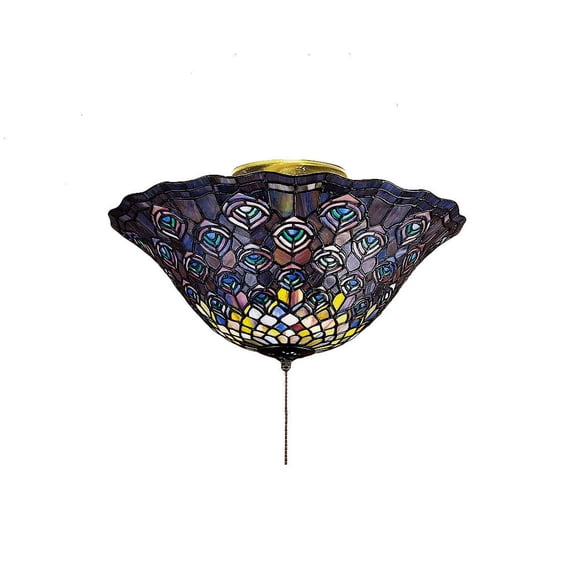 Meyda Tiffany 27435 Tiffany Peacock Feather 3 Light 16" Wide Flush Mount Ceiling Fixture -