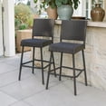 thumbnail image 2 of GZXS Patio Barstools Set of 2, Outdoor Wicker Bar Chairs with Curved Seat and Metal Frame for Deck, Porch or Garden, Dark Brown, 2 of 9