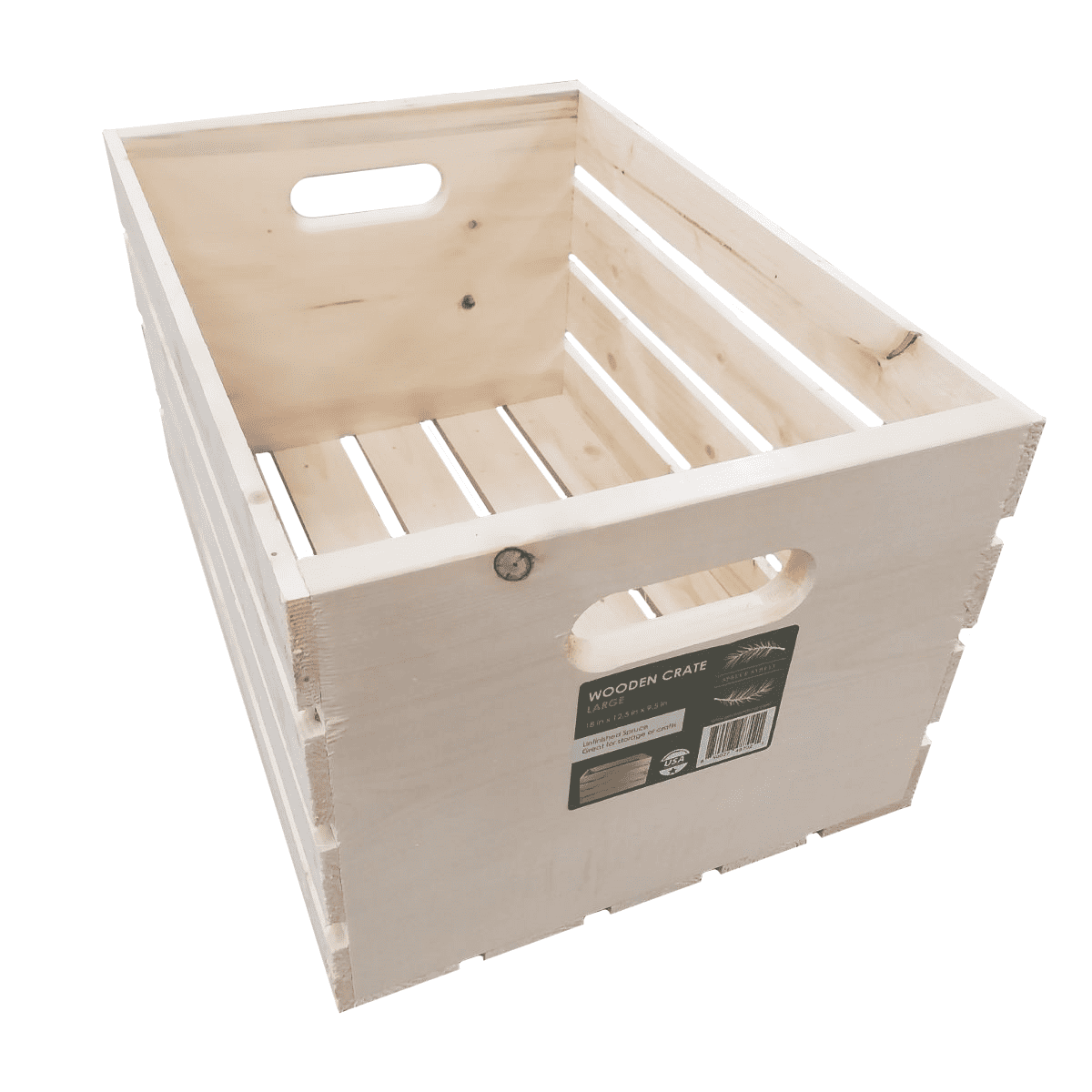 Hello Hobby Unfinished Wood Crate, 18 in x 12.5 in x 9.5 in