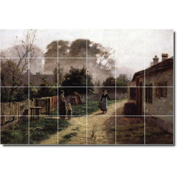 Ceramic Tile Mural-Theodore Steele Village Painting 113. 48" w x 32" h using (24) 8 x 8 ceramic tiles
