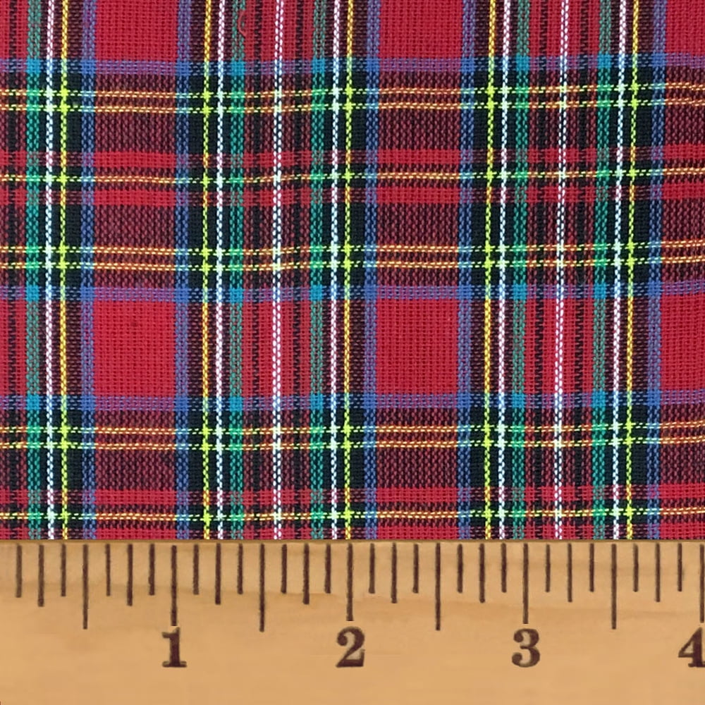 JCS 100% Cotton Scotty Red Tartan Christmas Plaid Homespun Fabric - Sold by the Yard, Red