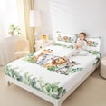 thumbnail image 4 of Feelyou Jungle Animal Party Queen Sheet Sets, Giraffe Lion Elephant Flat Sheet, Cute Wildlife Queen Fitted Sheet, Microfiber Room Decorative, 4pcs, 4 of 7