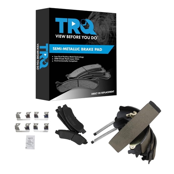TRQ Front and Rear Brake Pads Semi Metallic Hardware Fits 2005-2008 Chevrolet Silverado 1500 2005-2008 GMC Sierra 1500