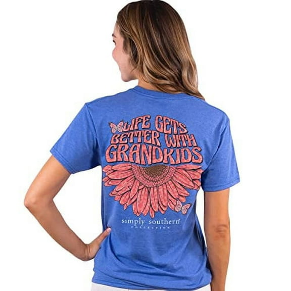 Simply Southern - womens Life Gets Better Grand Short Sleeve T-Shirt, Royal Blue - Small