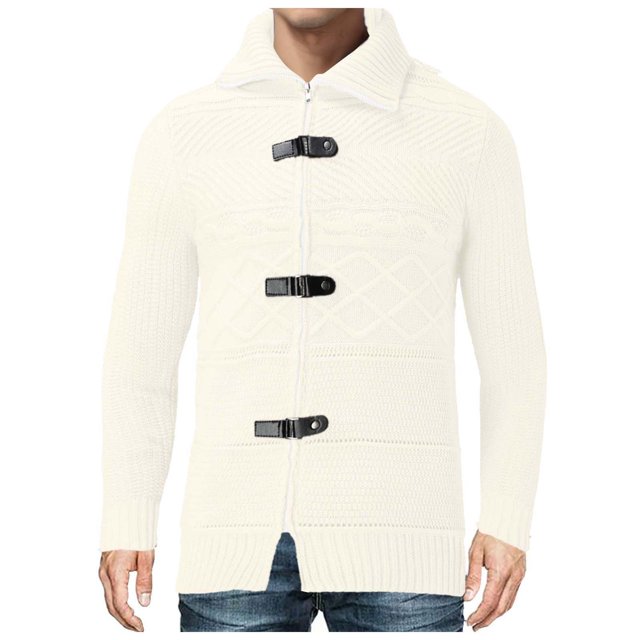 JHLZHS Softshell Jacket Men Turtleneck Sweater Mens Leather Button Long Sleeve Knit Cardigan Jacket Fringe Jacket 447
