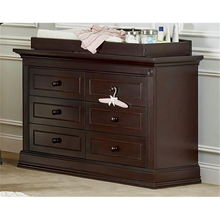 Baby Cache Montana 6 Drawer Traditional Wood Dresser in Espresso