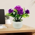 thumbnail image 5 of Fake Flowers Plant in Pot, Artificial Silk Rose Flowers and Fake Plants with Plastic Vase,Small Fake Potted Flower Decor for Home Office Living Room Table Centerpiece Decorations, 5 of 8