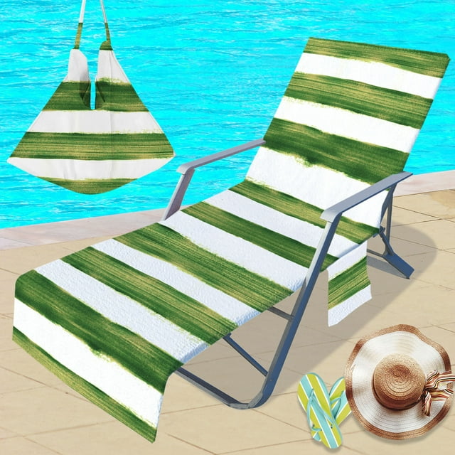 Dvkptbk Beach Housse de Chaises de Plage en Microfibre Housse de Chaises de Plage Série à Rayures de Couleur Unie Housse de Chaises de Plage Été Bord de Mer Essentials