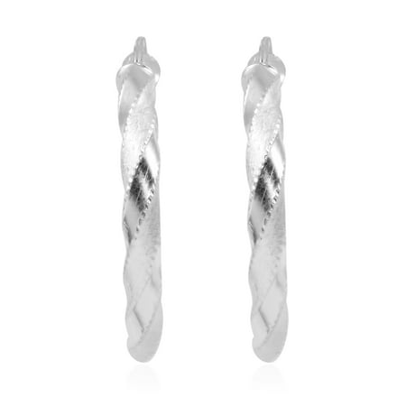 Diamond Cut Hoops Hoop Earrings 925 Sterling Silver Jewelry for Women 3.68 g