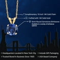 thumbnail image 2 of Gem Stone King 14K Yellow Gold Blue Created Sapphire Pendant Necklace for Women | 1.00 Cttw | Gemstone September Birthstone | Round 6MM | With 18 inch Chain, 2 of 6