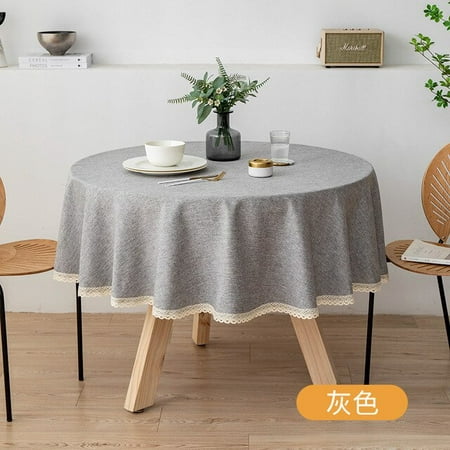 

dosili Solid Color Roud Tablecloth Waterproof Oilproof Table Cover Cloth Wedding Coffee Dining Tea Hotel Home Table Decoration Cover