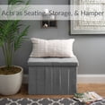thumbnail image 3 of Simplify Collapsible Polyester Adult Flip Top Hamper Ottoman in Grey, 3 of 9