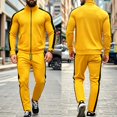 thumbnail image 5 of Delconic Mens Two Piece Athletic Tracksuit Set Zip Front Long Sleeve Track Jacket and Tapered Jogger Pants Casual Sportwear Yellow XL, 5 of 5