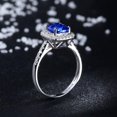 thumbnail image 5 of 2 Carat Classic 8x6mm Oval Cut Blue Sapphire And Moissanite Diamond Halo Engagement Ring in 10k White Gold, 5 of 5