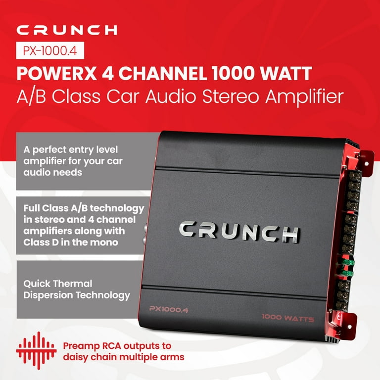 Crunch PX-1000.4 Audio 4 Channel Amp 1000 Watt, Car Stereo Power Amplifier  - Walmart.com