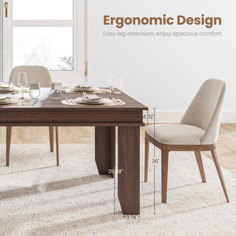 TROPOW Farmhouse Dining Table for 6-8 People, 71 in Long Kitchen Tables with Wooden Sturdy Frame, 6 ft Large Rectangular Dinner Table for Dining Room, Kitchen