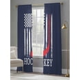 thumbnail image 4 of Navy Blue American Flag Sheer Curtains 108 Inch Length 2 Panels Set Window Treatments, Abstract Red Hockey Stripes Us Flag Rod Pocket Semi Curtains for Living Room/Bedroom/Kitchen, 104"W x 108"L, 4 of 7