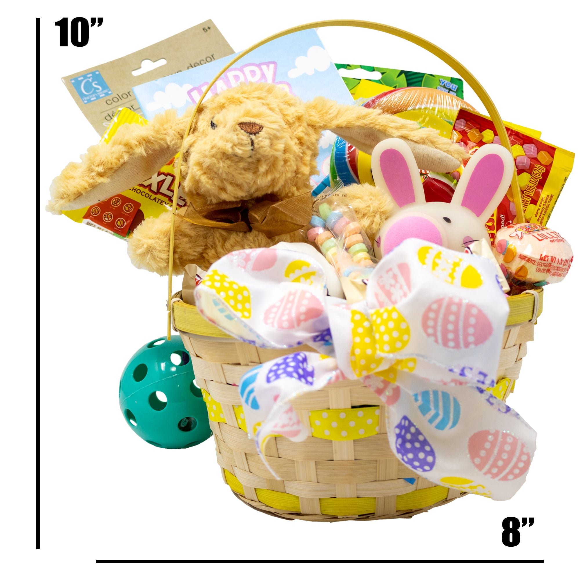 Yellow Polka Dot Prefilled Easter Basket