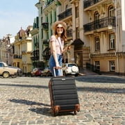Gowill 6 Piece Luggage Sets,13/20/24/28 inch Hardside Lightweight ABS Suitcase With Expandable Duffle Bag (Black Tan)