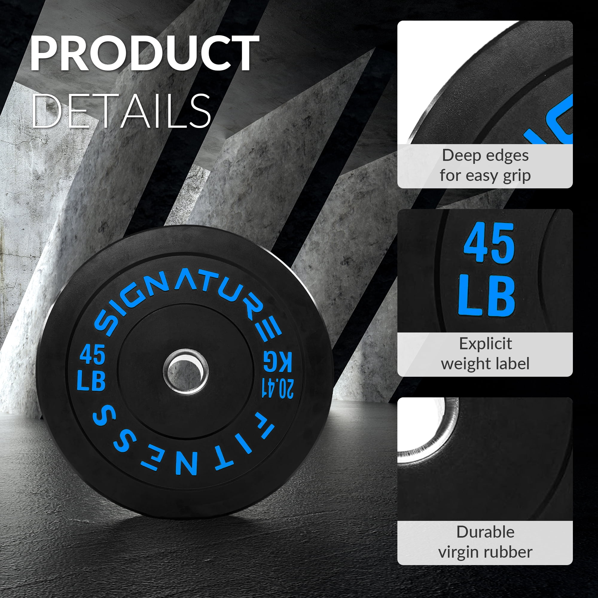 BalanceFrom 5FT Barbell Set with Color Letter Rubber Bumper Plates & Small Hub – Includes Pairs of 25LB, 35LB, 45LB, 55LB, Available in 120LB, 210LB, or 320LB Sets