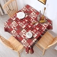 thumbnail image 2 of Red Christmas Patchwork Pattern Square Tablecloth,Waterproof Square Table Cover,Wipeable Spillproof Washable Table Cover for Home Kitchen Party Decor 60"x60"(152x152cm), 2 of 6