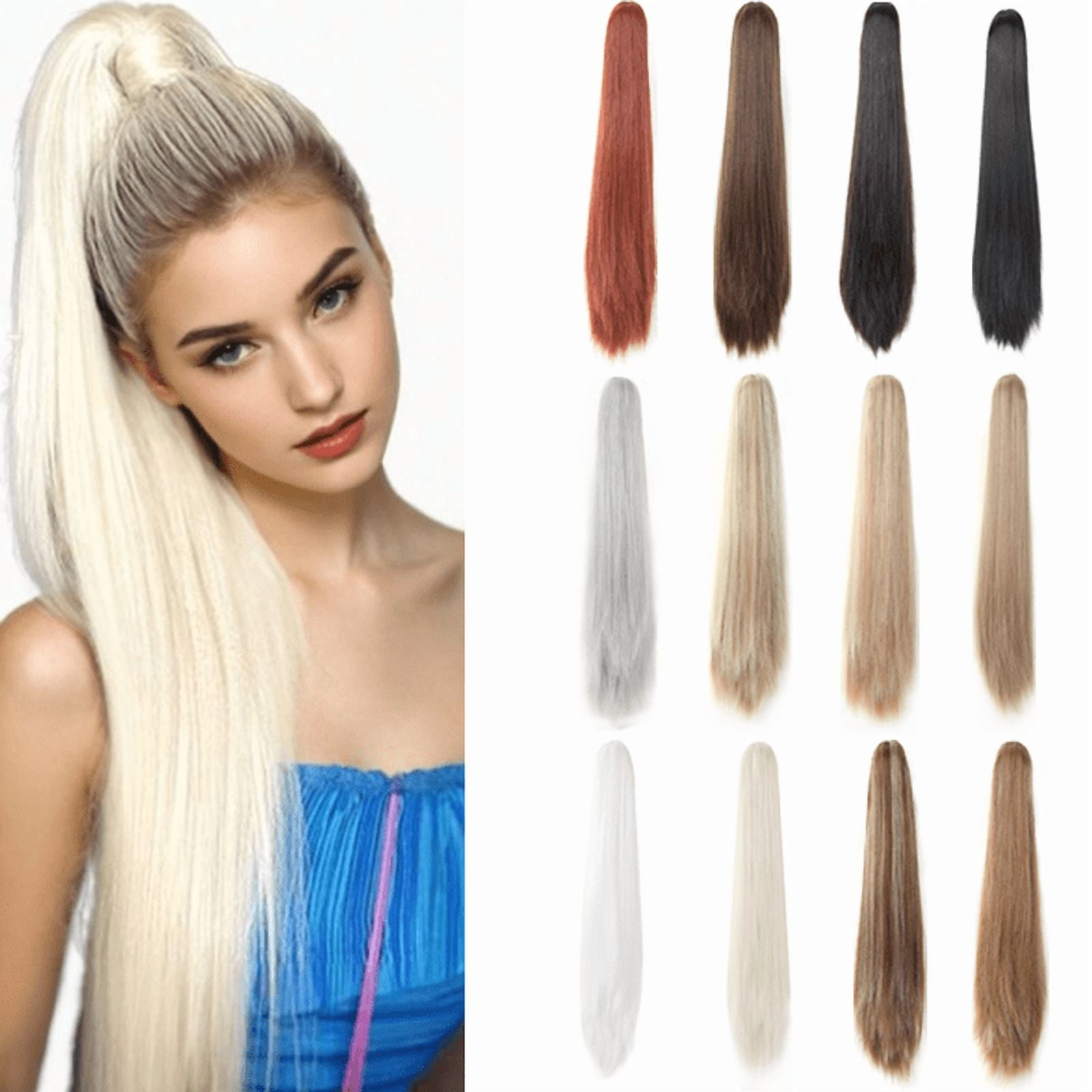 Ponytail Extension Claw Straight Clip in Hairpiece Ponytail Hair Extensions Long Pony Tail Synthetic for Women
