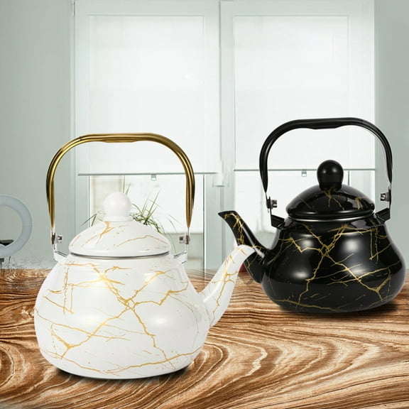 ETHZZLE 1Pack Marble Look Tea Kettle Enamel Heating Adults Hotel Use