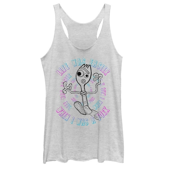 Women's Toy Story Forky Stay Weird Racerback Tank Top White Heather X Small