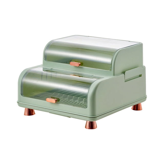 Caja De Almacenamiento De Cubiertos De Doble Capa, Caja De Drenaje Para Tazones, Platos, Palillos Con Tapa, Caja De Almacenamiento De Vajillas De Plástico De Grado Alimenticio