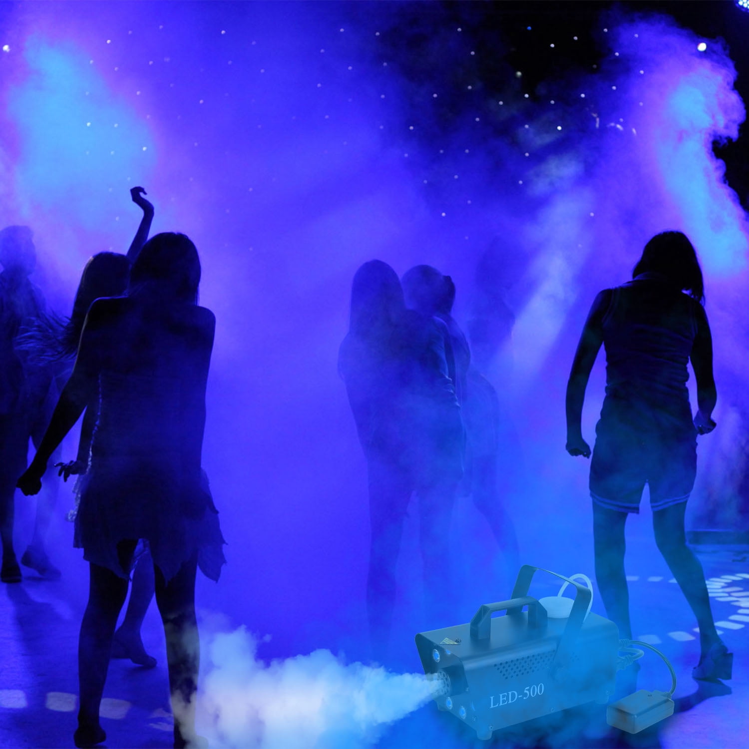 Fog Machine 2000CFM Colorful Smoke Machine with 8Pcs LEDs 5 Lighting Effects 3-Level Brightness