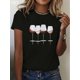 thumbnail image 1 of Women's Fashionable Wine Glass Print T-Shirt - Casual Crew Neck, Short Sleeve, Stretchy Polyester Blend, Machine Washable, White, Ladies T Shirts, 1 of 7