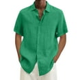 thumbnail image 1 of Eashery Button Down Shirts for men Solid Hawaiian Mens Tops Green M, 1 of 4