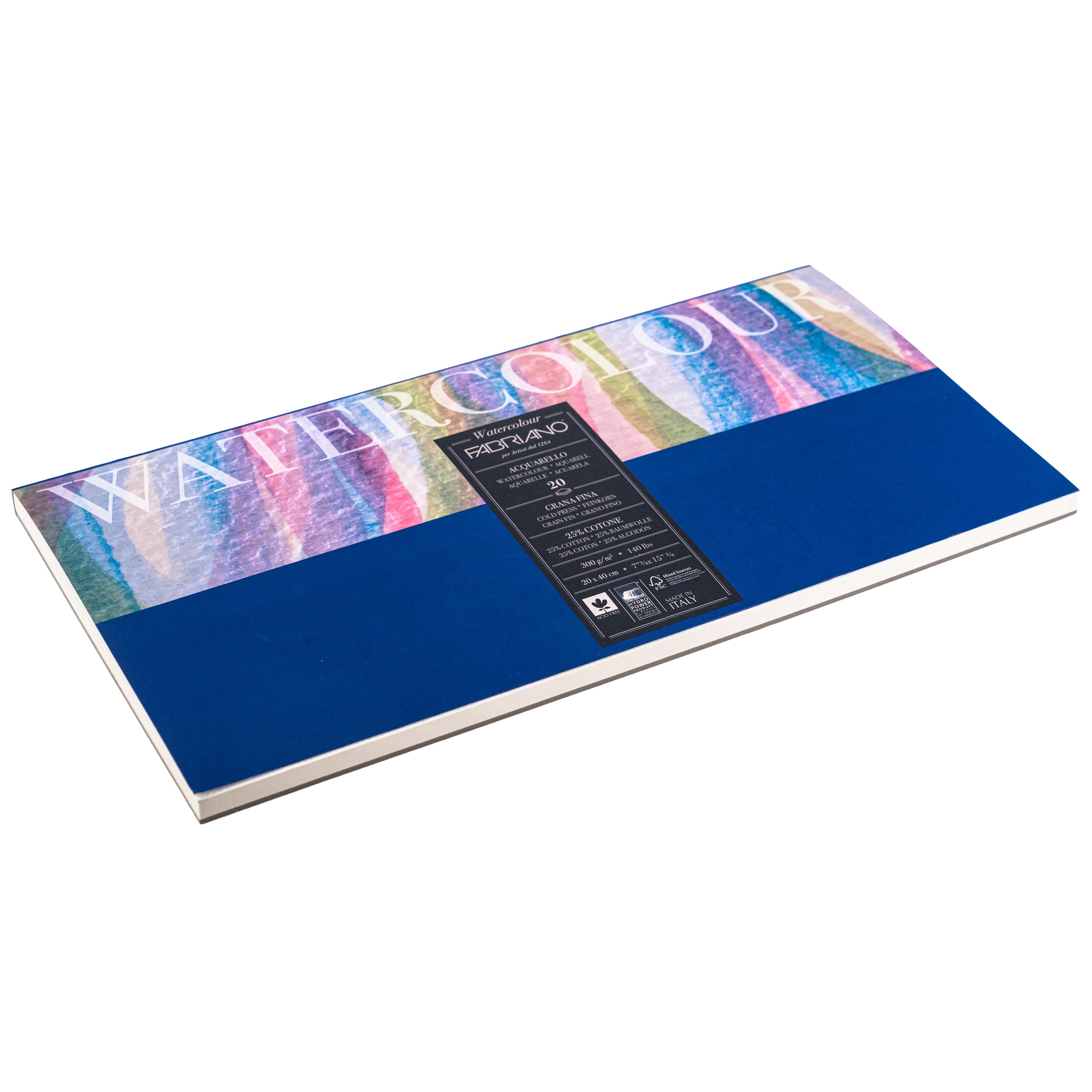Fabriano Studio Watercolor Block, Cold Press, 140 lb./300 gsm, 7.75" x 15.75"