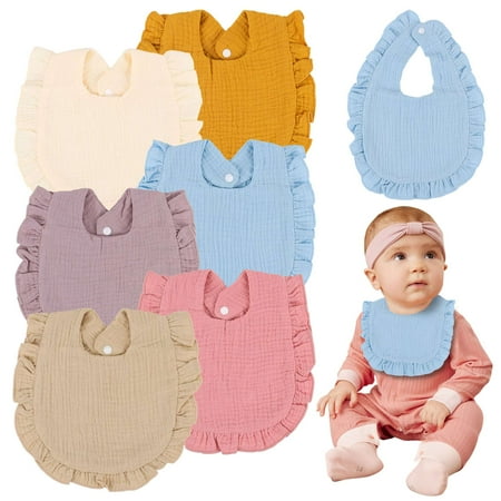 

Deago 6 Pack Muslin Baby Bibs 4-Layer Cotton Bibs Drool Teething Bibs Absorbent Breathable Soft Baby Bibs for Girls Boy