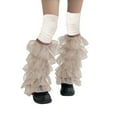 thumbnail image 3 of MZXELPRJD No Show Socks Womens Fluffy Leg Warmers Rib Knit Lolita Girls Boot Socks, Soccer Socks Beige, 3 of 4