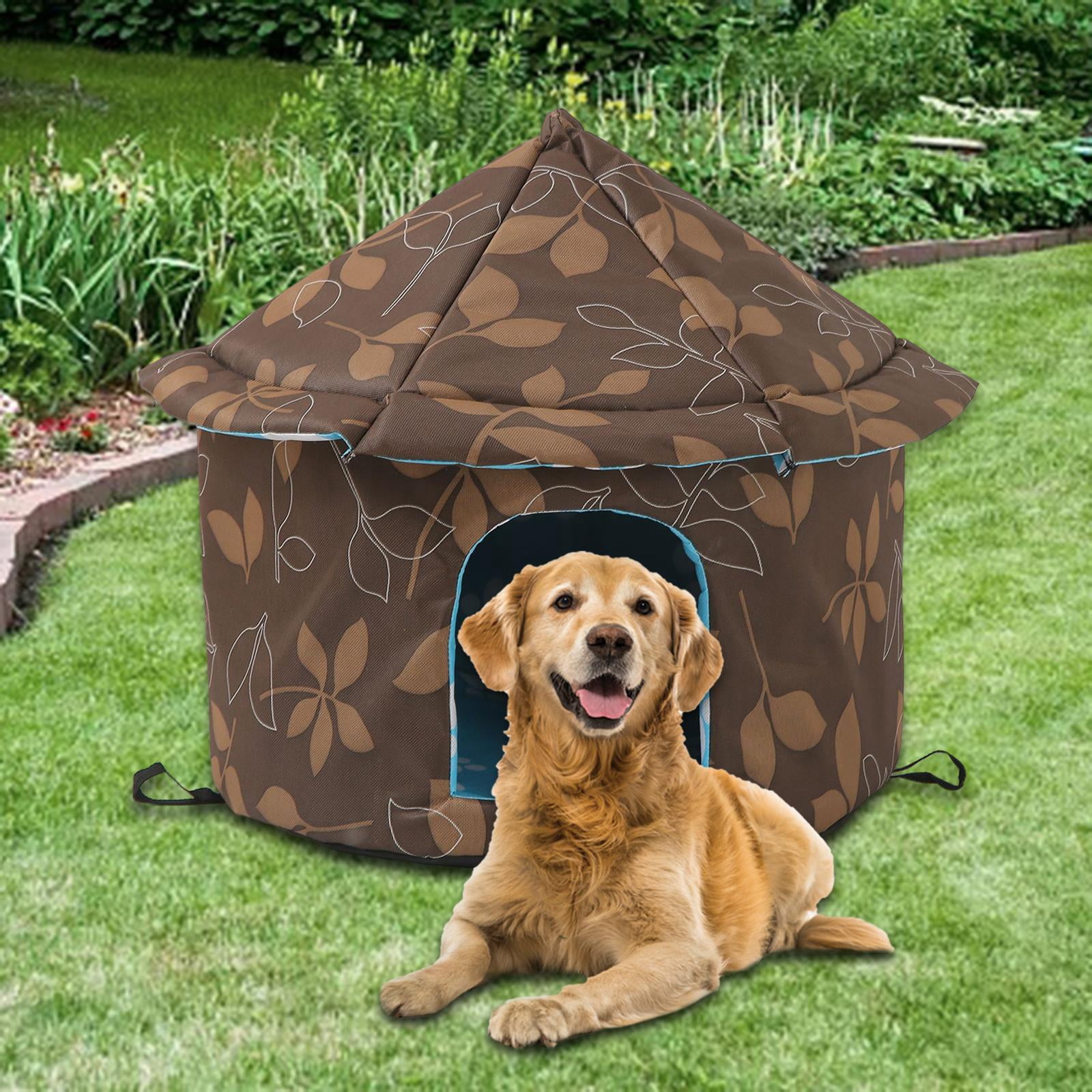 Outdoor Feral Cats Warm House, Waterproof Washable Winter Warm Pet Supplies Furniture Bed Cave Foldable Stray Cats Shelter Pet House Kennel Round L Brown