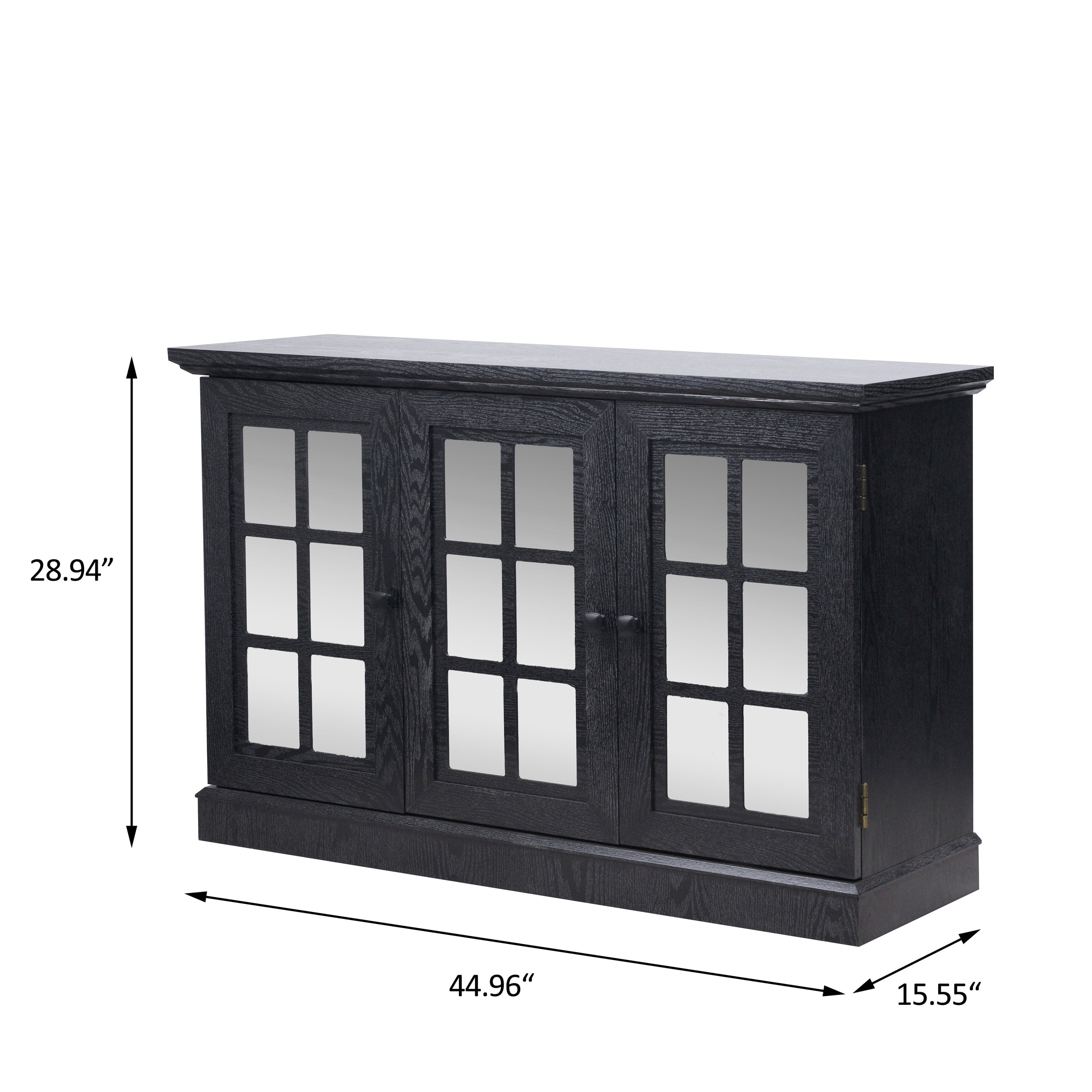 Sailvan 3 Mirrored Acrylic Door Storage Cabinet, 45" Wide Sideboard with Adjustable Shelves