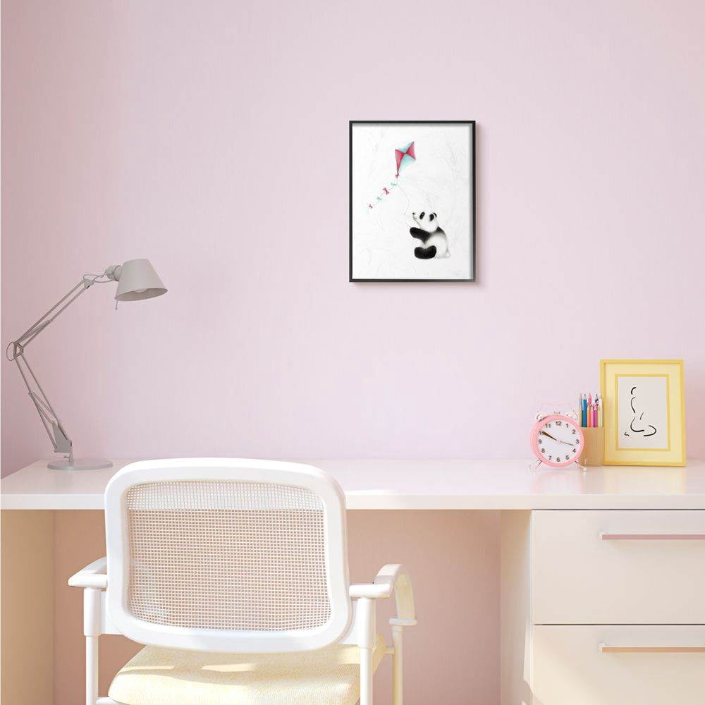 The Kids Room by Stupell Cute Cartoon Baby Panda With Kite Zoo Animal Painting Framed Giclee Texturized Art by Studio Q by Studio Q