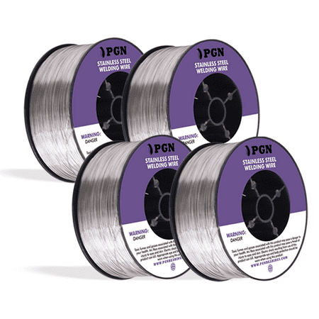 

(4 Spools) PGN Stainless Steel MIG Welding Wire - ER308L - 0.030 Inch 2 Pound Spool - Low-Carbon Mild Steel MIG Wire for Reduced Splatter and Corrosion Resistance - For All Position Gas Welding