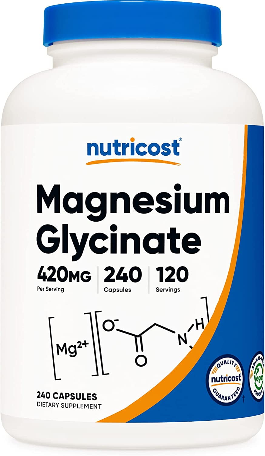 Nutricost Magnesium Glycinate 420mg, 240 Capsules 120 Servings, Non