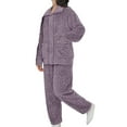 thumbnail image 4 of Teissuly Womens Pajamas Style Warm Plush And Thick Pajama Set Button Lapel Double Pocket Home Set, 4 of 5