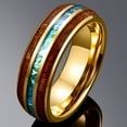 thumbnail image 2 of 6mm Hawaiian Khao Amu Tungsten Ring Abalone Shell Wedding Ring for Unisex Size 10, 2 of 6