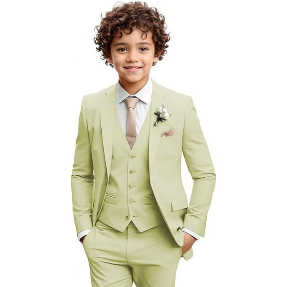 Lycody 3cps Boys Formal Slim Fit Suits Jacket Vest Pants from Toddler Kids for Gentleman Wedding Tuxedos OutfitElegant, Graduation ceremony