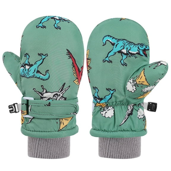 AWZXDE Toddler Gloves Cartoon Mittens Skiing Gloves Winter Gloves Kids Baby Winter Mittens For Girls Boys Water-proof Thermal 2025 Model Dark Green,6-24 Months
