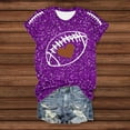 thumbnail image 4 of Game Day T-Shirts Women Sequin Football Love Heart Printed Short Sleeve Crewneck Tops 2025 Trendy Casual Classic Fit Tees Z001-Purple XXL, 4 of 5