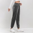 thumbnail image 6 of Women's Velour Soft Fabric Solid Color Jogger Pants, Elastic Waist Comfortable Relaxed Fit Casual Long Pants with Pockets, Easy Care Stretchy Lounge Bottom for Everyday | TruBelle,Gray 2XL, 6 of 7