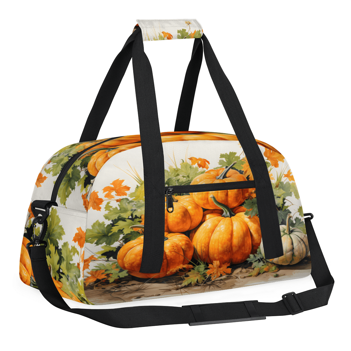 Herdesigns Fall Watercolor Pumpkin Sports Duffle Bag for Women & Men, Autumn Gym Bag Dance Bag Overnight Bag Carry On Weekender Travel Bag