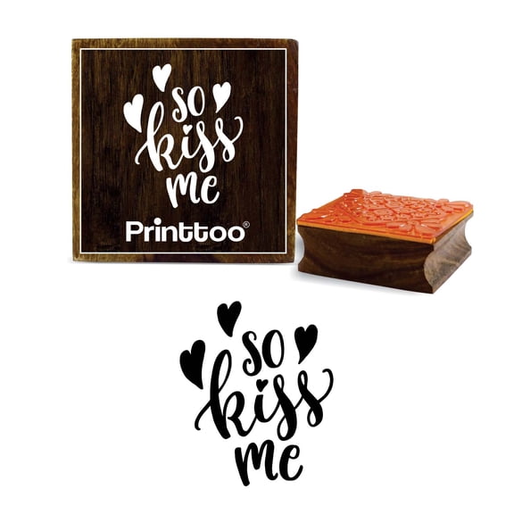 Printtoo Scrap Diary Card Print So Kiss Me Word Design Square Wooden Rubber Stamp-5 x 5 Inches