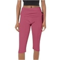 thumbnail image 2 of ZyeKqe Womens Capri Leggings Fold over Gym Yoga Pants Stretchy Casual Workout Bottoms High Waisted Athletic Cropped Pants, 2 of 5